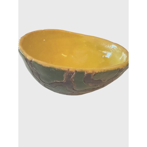 Handcrafted Ceramic Bowl By Calab Warne(r?) With Green & Yellow Glaze - Picture 3 of 5